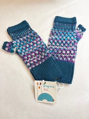 NWT Shupaca Alpaca Kids Hat Scarf Hand Warmer Set Blue Pink Knit Ages 3-9 Girls